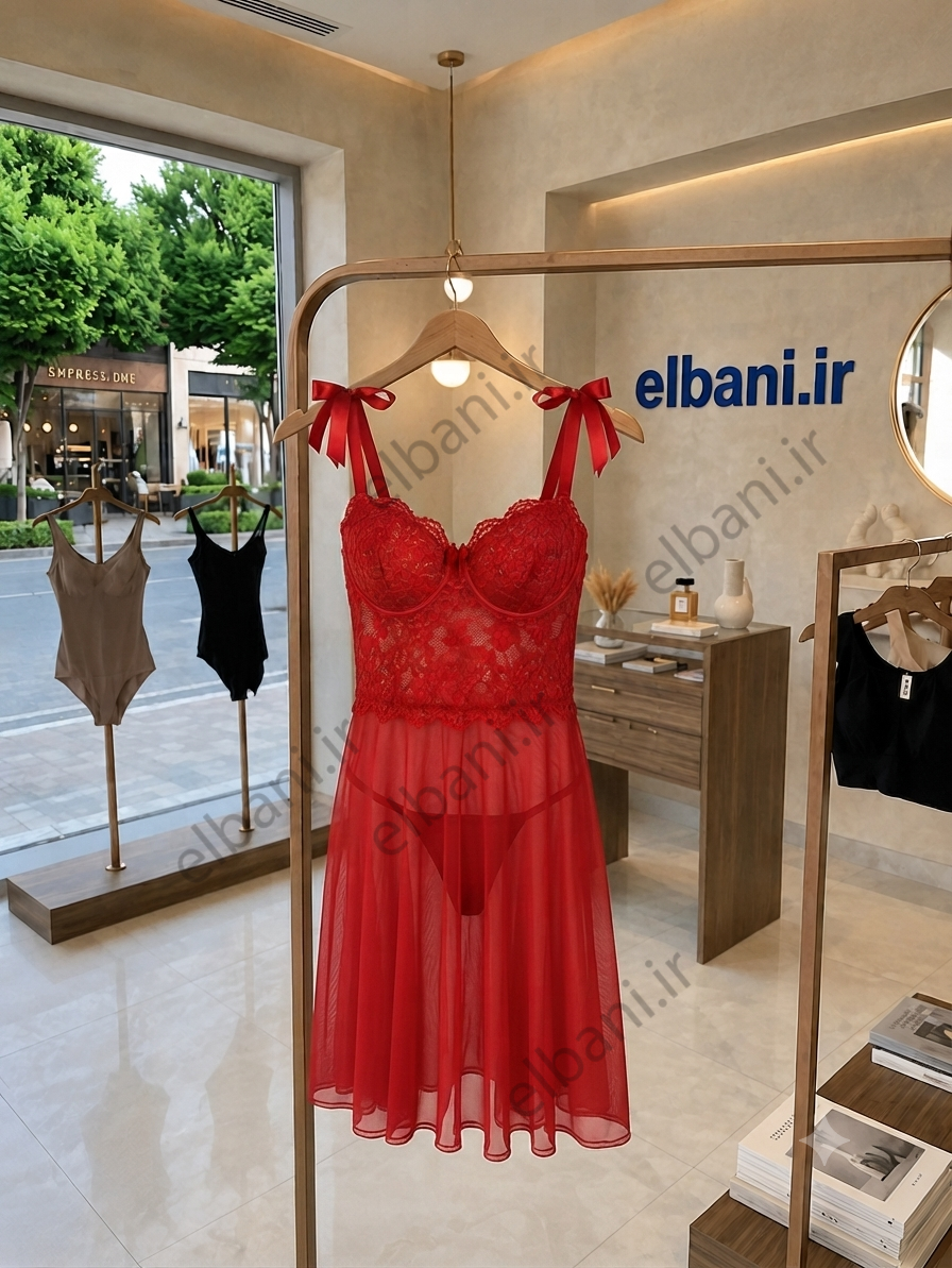 لباس خواب فانتزی فنردار آی تن ITAN کد 4097 رنگ قرمز زنانه