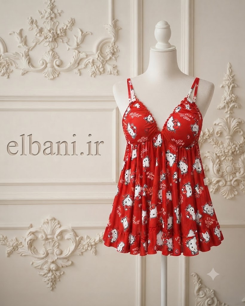 لباس خواب عروسکی کیتی کاپدار قرمز 758 زنانه